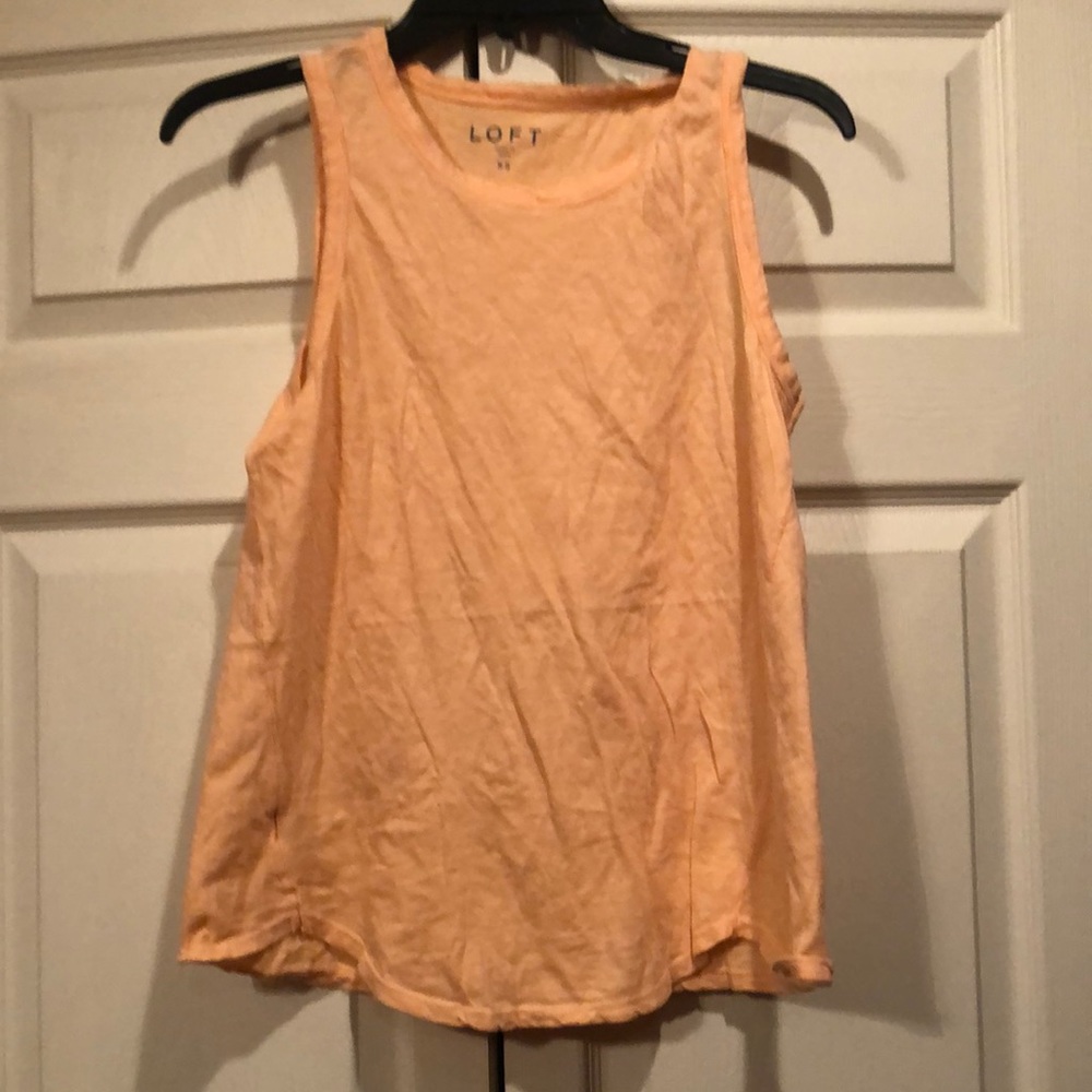 LOFT - XS -Peach Cotton Flare Bottom Tank
